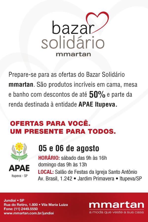 Bazar Solidário mmartan -  APAE de Itupeva