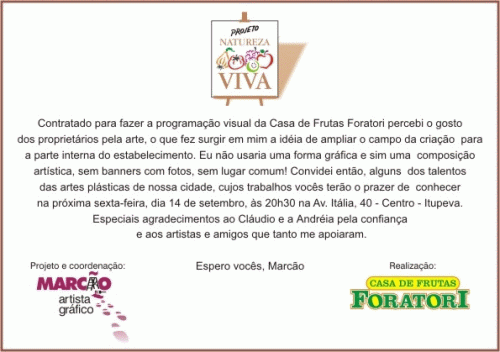Projeto Natureza Viva - Dia 14 de setembro às 20 horas