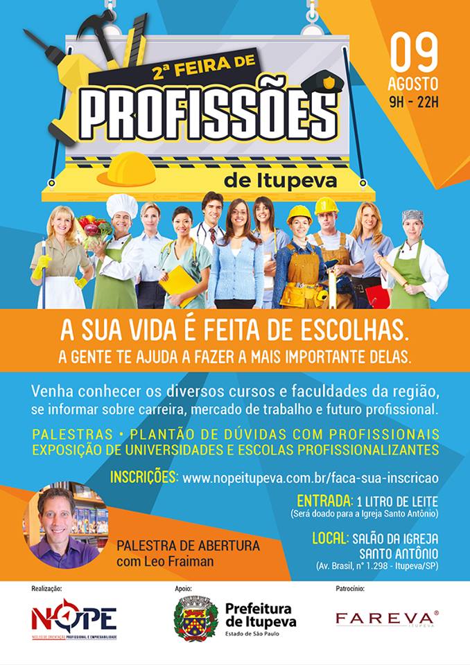 Feira das profissões acontecerá dia 09 de agosto