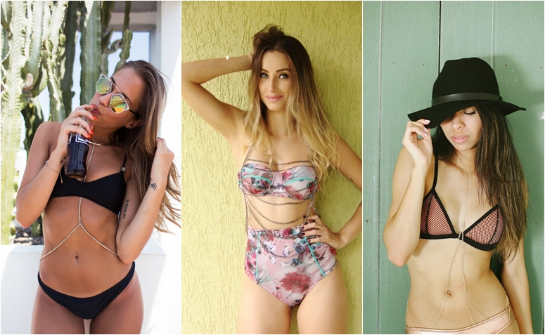 Inspire-se com a sensualidade dos looks com body chain, o colar corporal