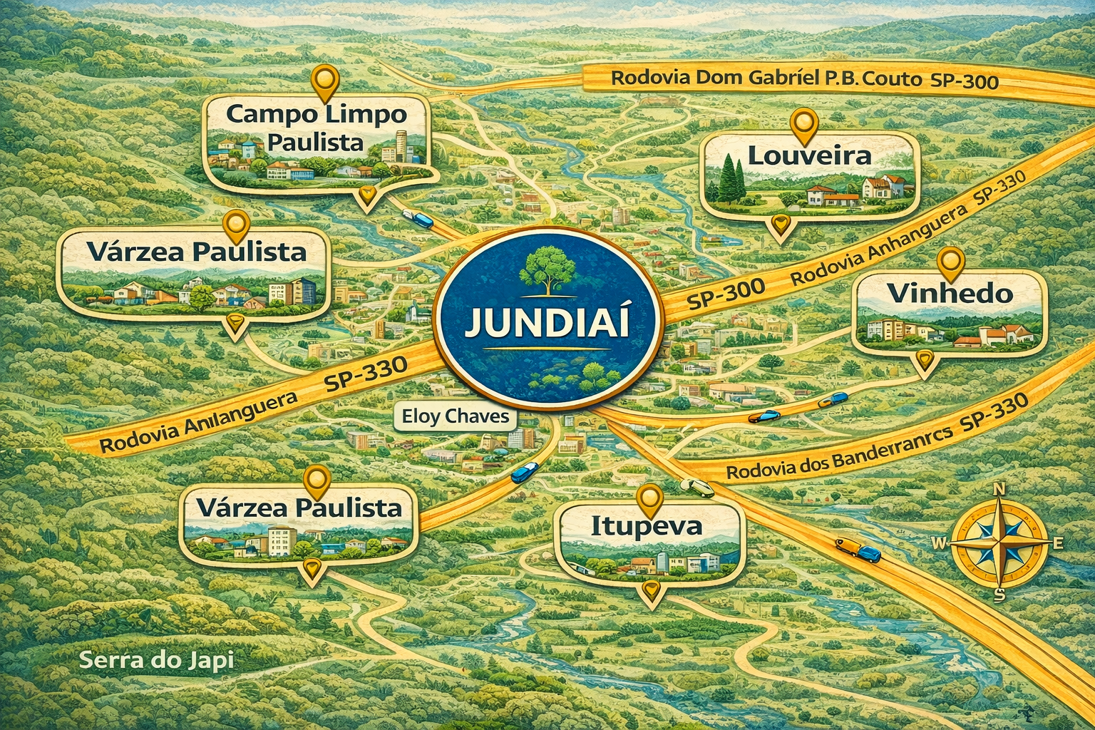 Comparativo entre Jundiaí, Vinhedo, Itupeva, Louveira, Várzea Paulista e Campo Limpo Paulista