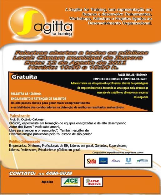 Palestra Gratuita na Câmara Municipal de Itupeva - Dia 12 de Agosto de 2011