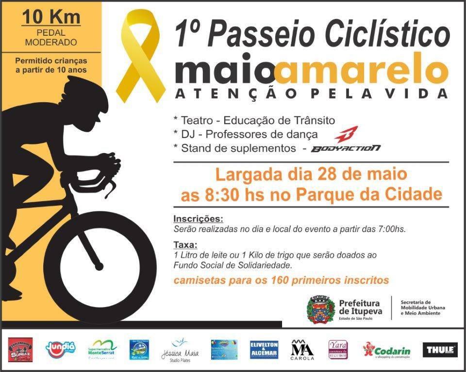 Dia 28 de Maio de 2017 - Acontece o 1º Passeio Ciclístico Maio Amarelo