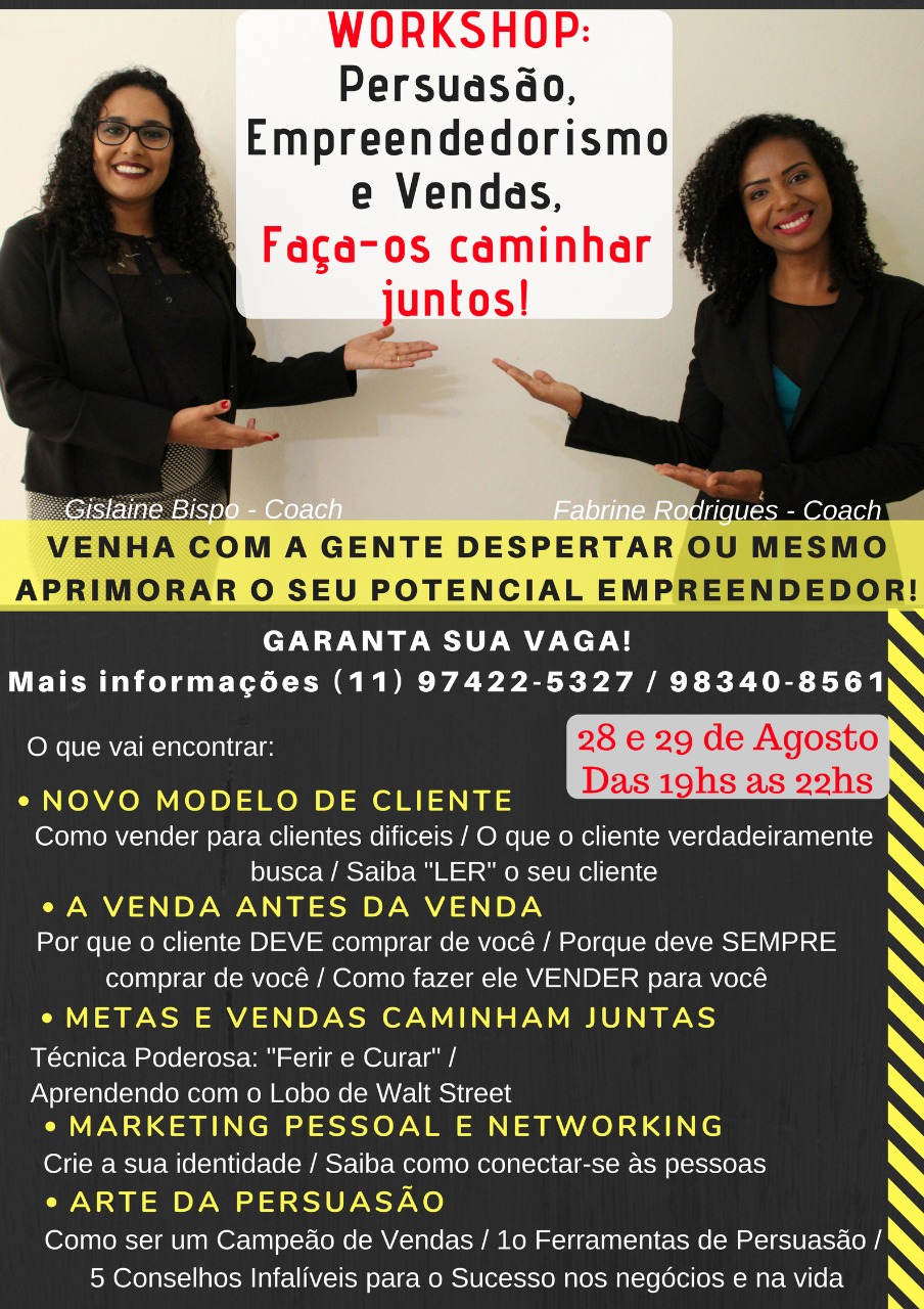 Workshop - Persuasão, Empreendedorismo e Vendas: Faça-os Caminhar Juntos!